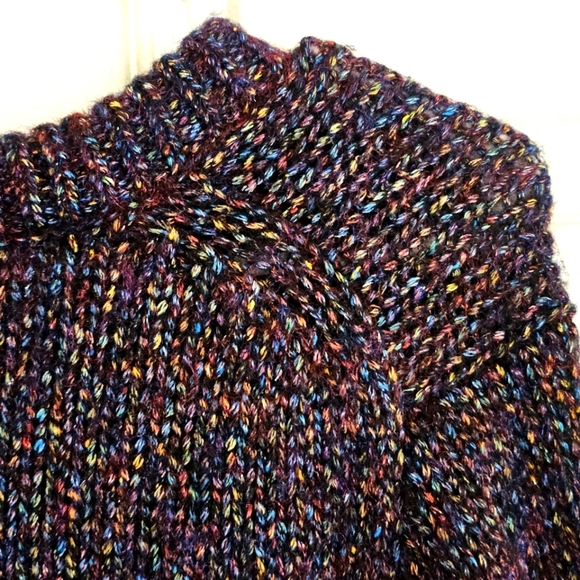 Madewell Metallic Shimmer Pullover Crewneck Sweater Purple Medium Chunky Winter - Picture 4 of 7
